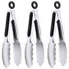 7-Inch Stainless Steel Kitchen Tongs Set, for Cooking Serving (7", 3PCS)