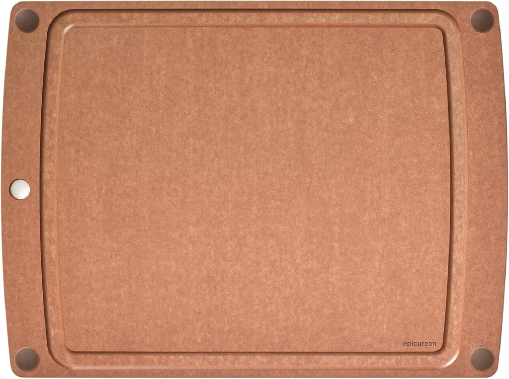 Epicurean All-In-One Cutting Board with Non-Slip Feet and Juice Groove, 10" × 7", Natural/Black