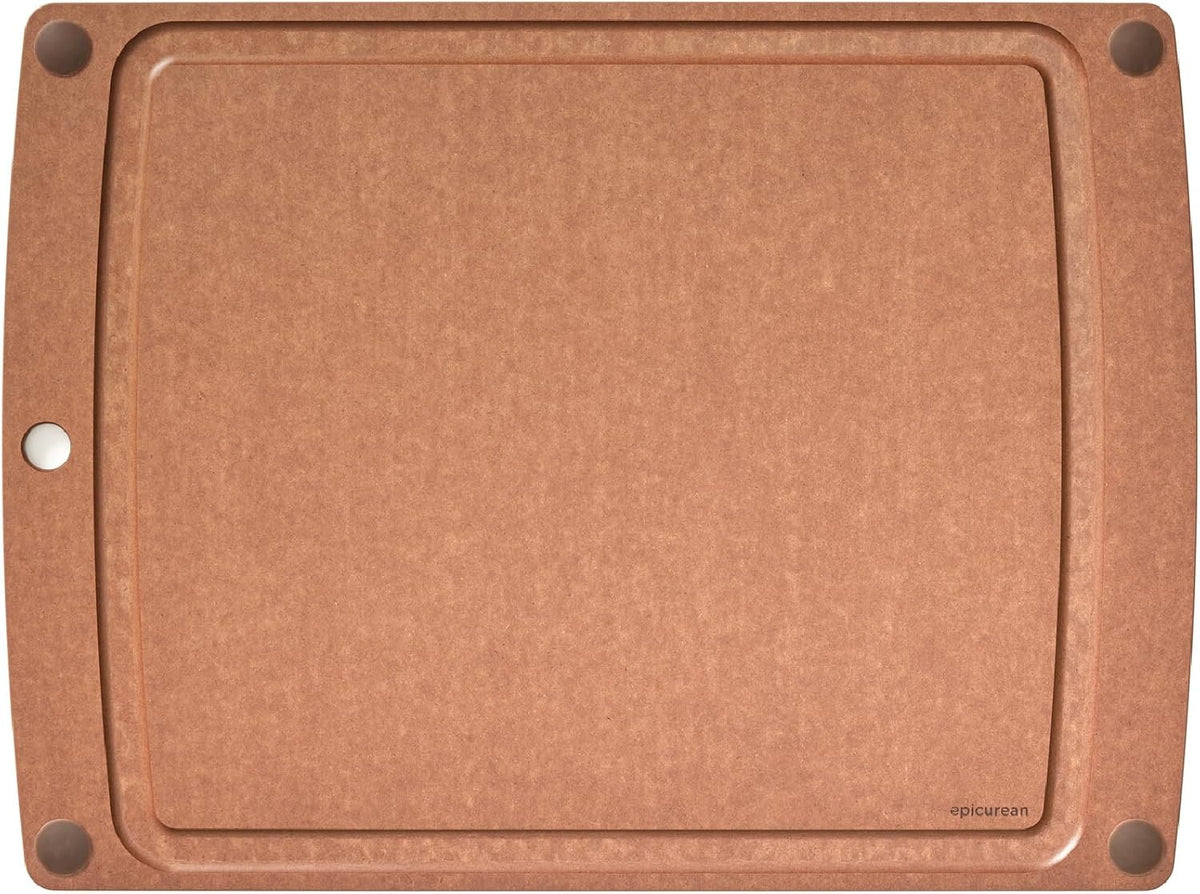 Epicurean All-In-One Cutting Board with Non-Slip Feet and Juice Groove, 10" × 7", Natural/Black