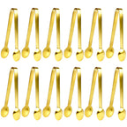JCREN 12 Pcs Serving Tongs, Small Serving Utensils for Parties Catering Gold Tongs, Small Stainless Steel Mini Appetizer Tongs for Tea Party Coffee Bar, 4 Inches - Gold