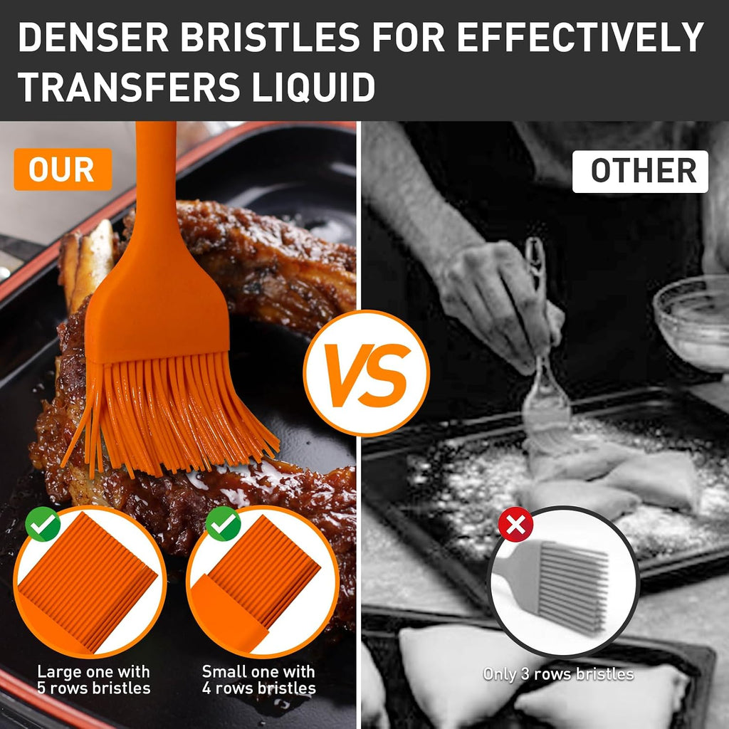 Begonia Silicone Kitchen Brush, 2pcs 10+8 inch Basting Brush (Orange)