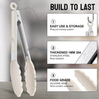 HOTEC Stainless Steel Kitchen Tongs with Silicone Tips, Set of 2-9" and 12"