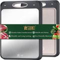 GUANCI Cutting Board for Kitchen, Non Toxic 2-in-1 Double Sided Design, 304 Food Grade Stainless Steel & Wheat Straw PP Chopping Board for Meat & Vegetables, Durable Kitchen Essential, Large 16”×11”
