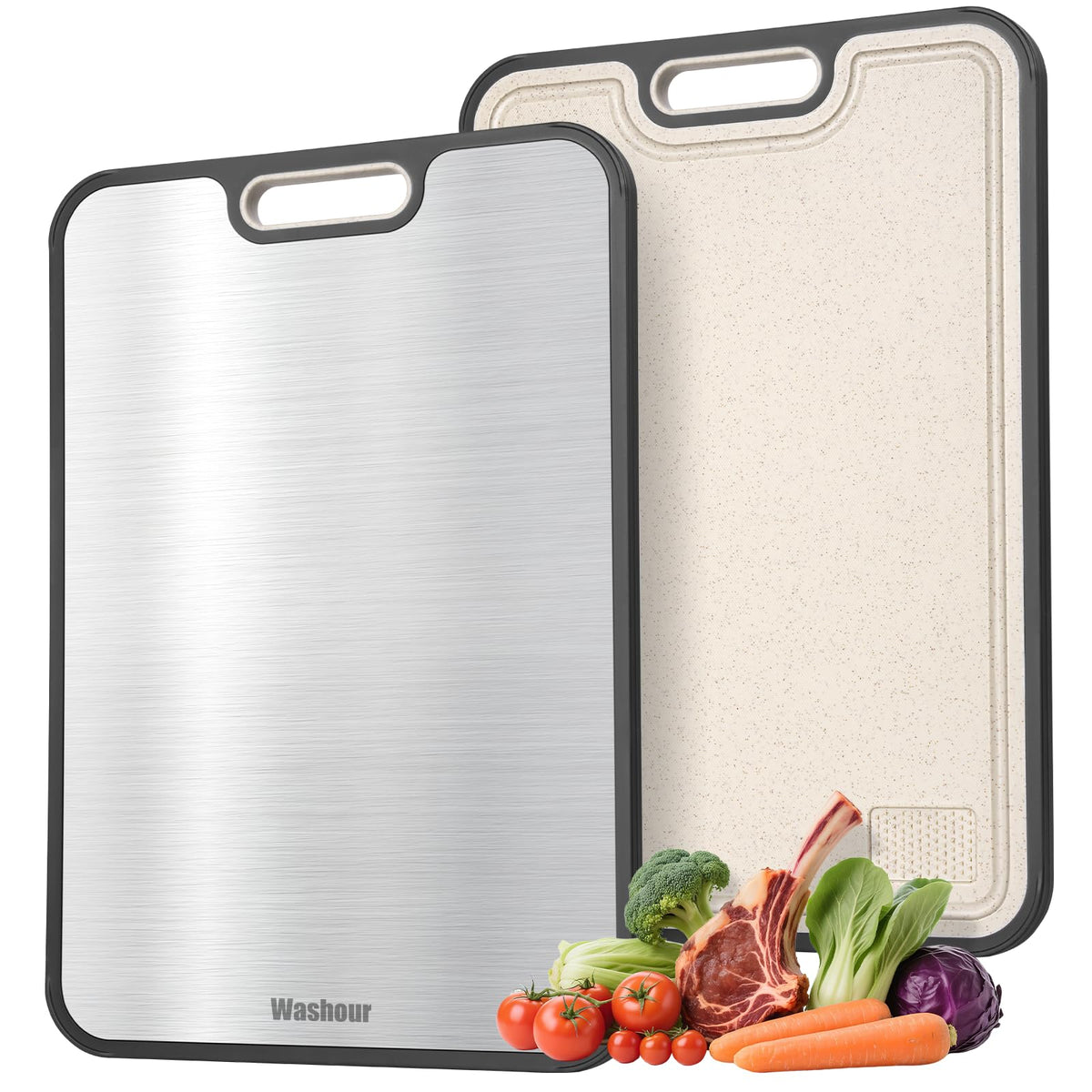 Non Toxic Titanium Cutting Board for Kitchen, Food Grade Titanium Cutting Boards 2 in 1 Double Sides, Non Slip Cutting Mat 15" x 10"