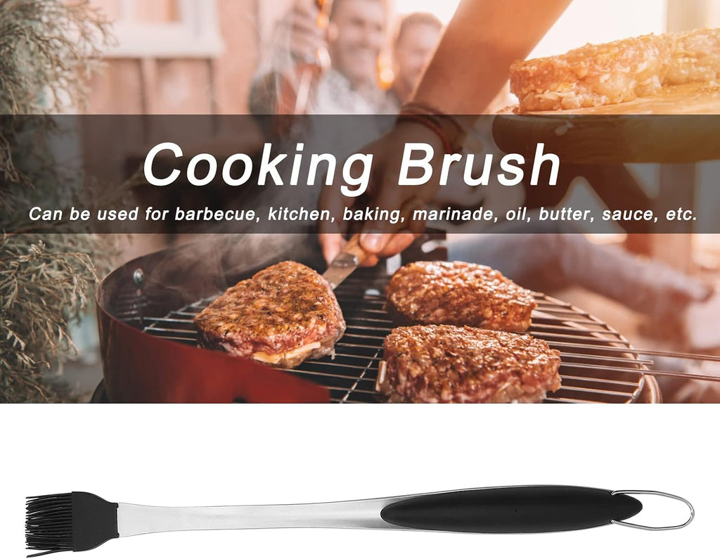 OUKENS Basting Brush, 17.7inch Stainless Steel Long Handle Multipurpose Heat Insulation Anti Scalding Silicone Oil Brush for Cooking, for Pastry Sauce BBQ Grill