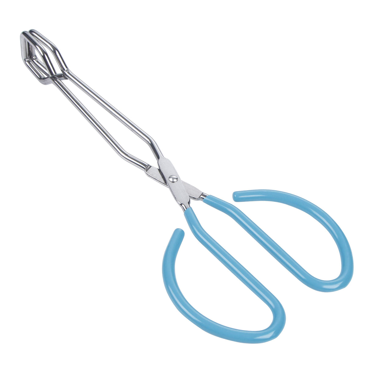 MSY BIGSUNNY Scissor Tongs Heavy Duty Cooking Tongs with Soft Handles (Stainless Steel, blue 10")