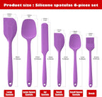 Heat Resistant Silicone Spatulas Set 6pcs, Seamless Design Non-Stick Mixing Spatulas with Stainless Steel Core, Premium BPA-Free Rubber Spatula Baking Cooking Utensile for Home Kitchen BBQ (purple)