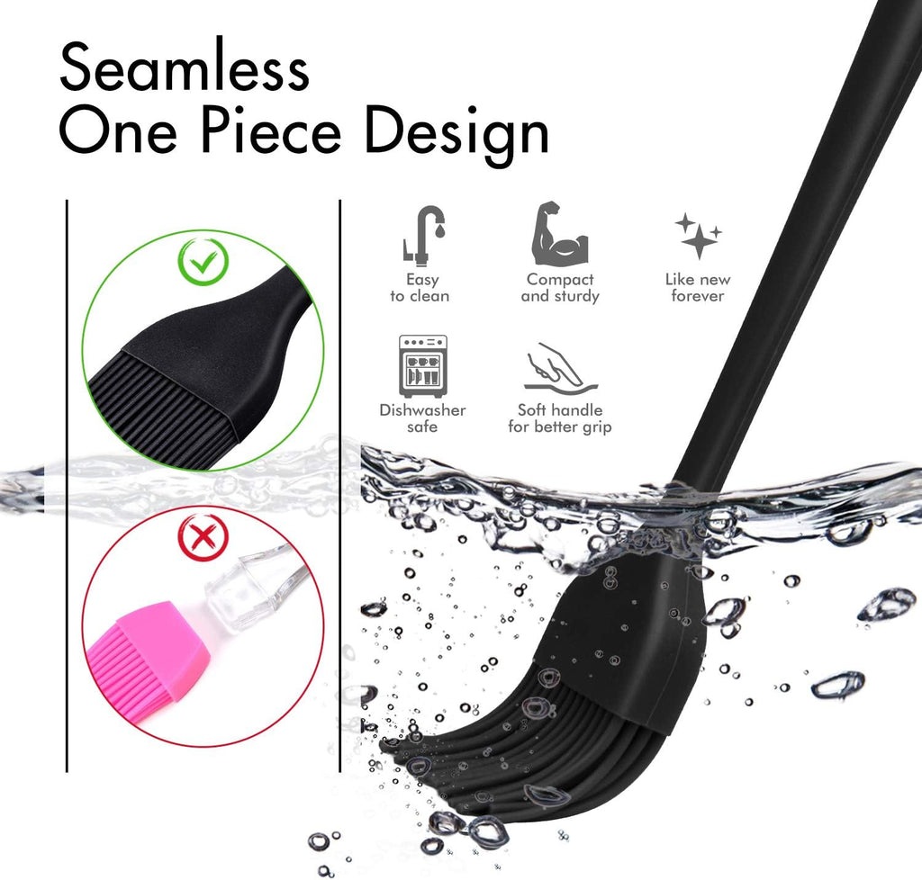HOTEC 600℉ Heat Resistant Silicone Basting &Pastry Brushes, Black 2