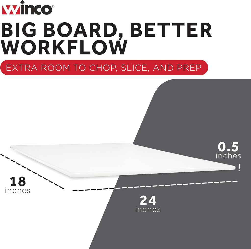 Winco Cutting Board, 18 by 24 by 1/2-Inch, White, 18" x 24"