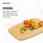 Farberware Bamboo Cutting Board Set, 4-Piece, Reversible