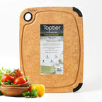 Cutting Board, Toptier Wood Fiber Cutting Board for Kitchen, Non-Slip Kitchen Wood Chopping Board, Reversible, Eco-Friendly, Natural Wood Fiber, Medium Cutting Board, 14.5 x 11-inch, Natural Slate