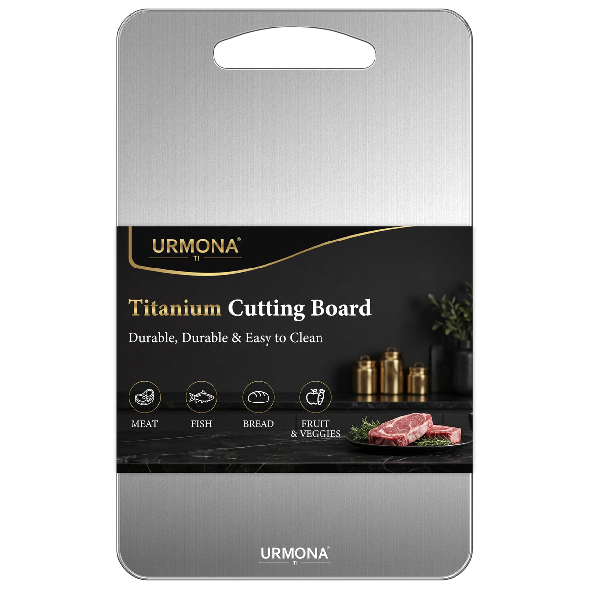 URMONA 3 PCS 304 Stainless Steel Cutting Board Set for Kitchen