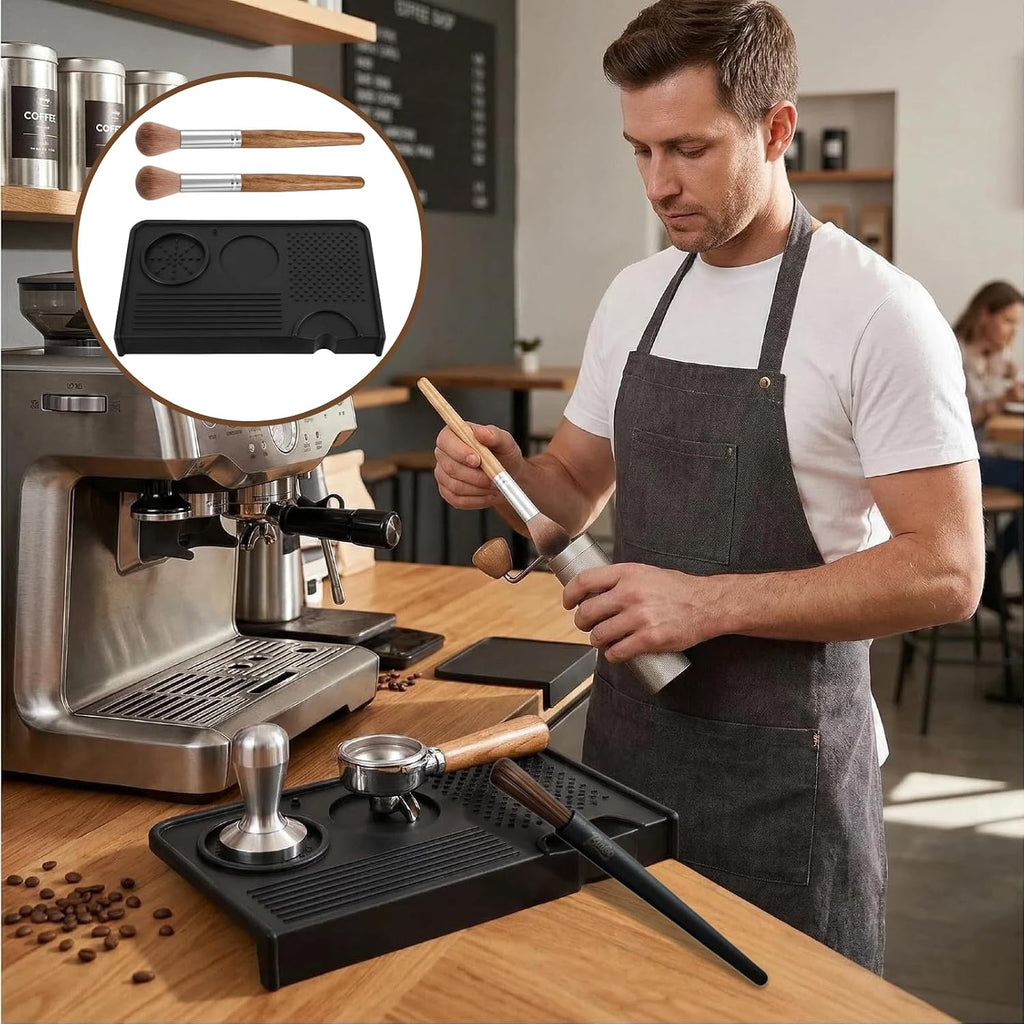 Espresso Tamping Mat And Coffee Brush,Food Grade Silicone Mat