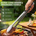Grill Tongs, 17 Inch Extra Long Stainless Steel BBQ Tongs (17", 1PC)