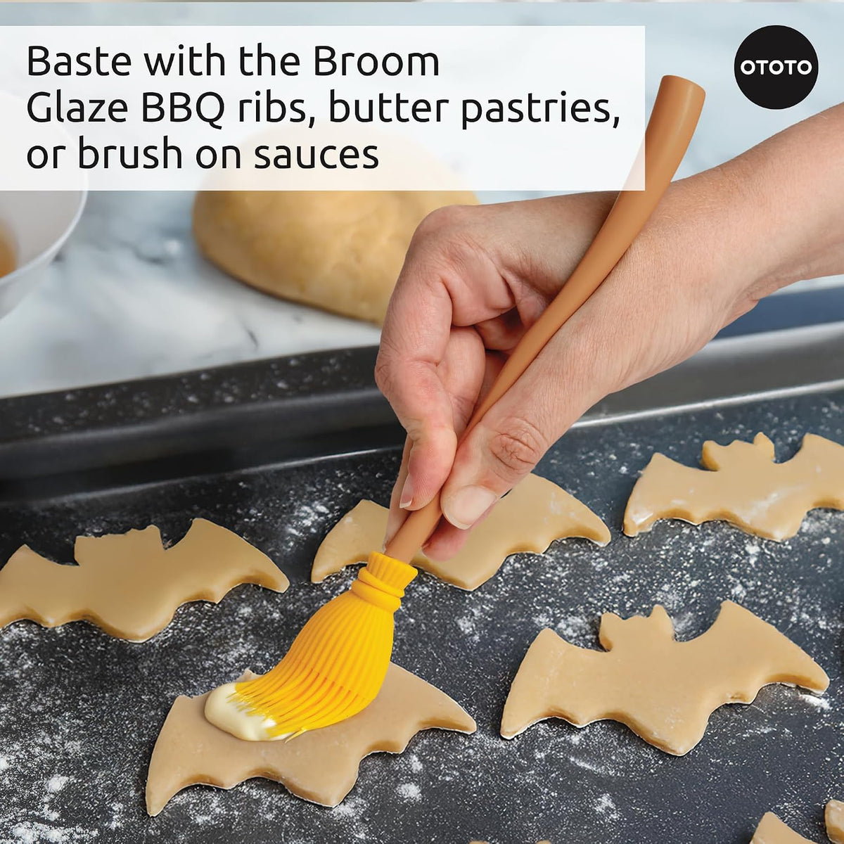 OTOTO Spatula and Pastry Brush - Silicone Heat Resistant and Basting Brush, Cooking and Baking Spatula, Spooky Witchy Gifts, Gothic Kitchen Halloween Gifts, Unique Kitchen Gadgets (Witchin)