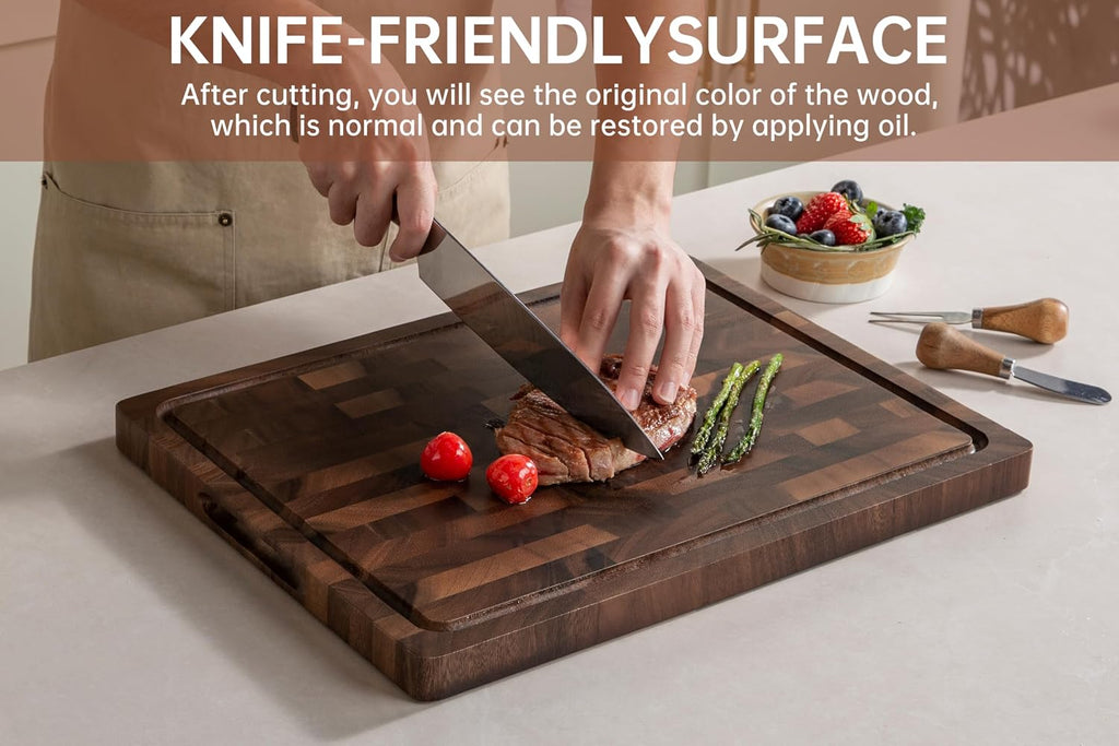 THETCHRY Walnut Cutting Boards for Kitchen Solid Wood End Grain 17"×13"×1"