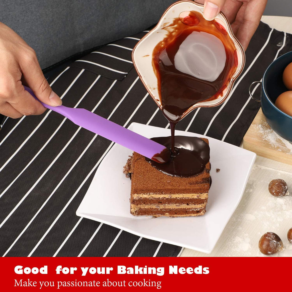 Heat Resistant Silicone Spatulas Set 6pcs, Seamless Design Non-Stick Mixing Spatulas with Stainless Steel Core, Premium BPA-Free Rubber Spatula Baking Cooking Utensile for Home Kitchen BBQ (purple)