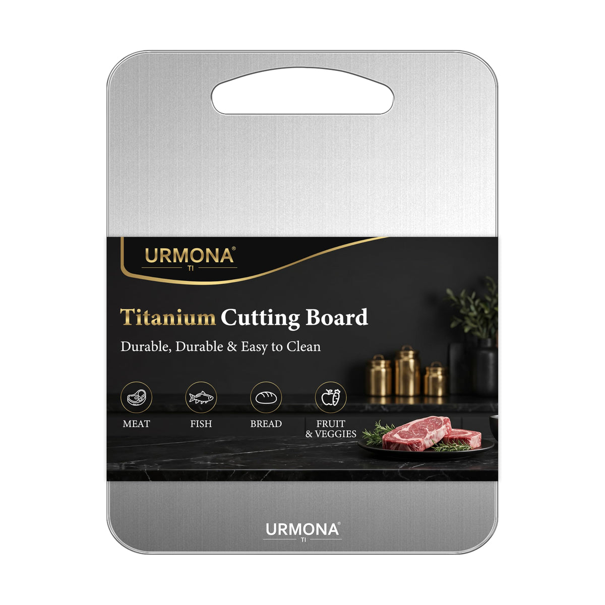 URMONA 3 PCS 304 Stainless Steel Cutting Board Set for Kitchen