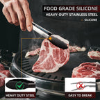 Stainless Steel Kitchen Tongs Set, 3 Pack with Silicone Tips