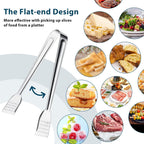 8 Pack 7-Inch Stainless Steel Serving Tongs, Mini Buffet Tongs for Appetizers, Desserts, Salad Bar, Ice, Sugar and Candy