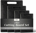 COOK WITH COLOR Non-Slip Cutting Board Set – Kitchen Essentials with Easy Grip Handle for Meat, Veggies, and Fruits, 4 Cutting Boards, Black