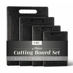 COOK WITH COLOR Non-Slip Cutting Board Set – Kitchen Essentials with Easy Grip Handle for Meat, Veggies, and Fruits, 4 Cutting Boards, Black