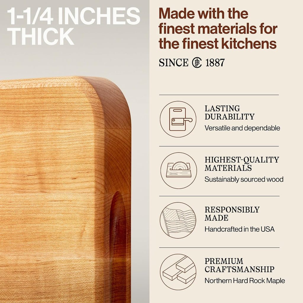 John Boos Chop-N-Slice Series Rectangular Wooden Maple Cutting Board
