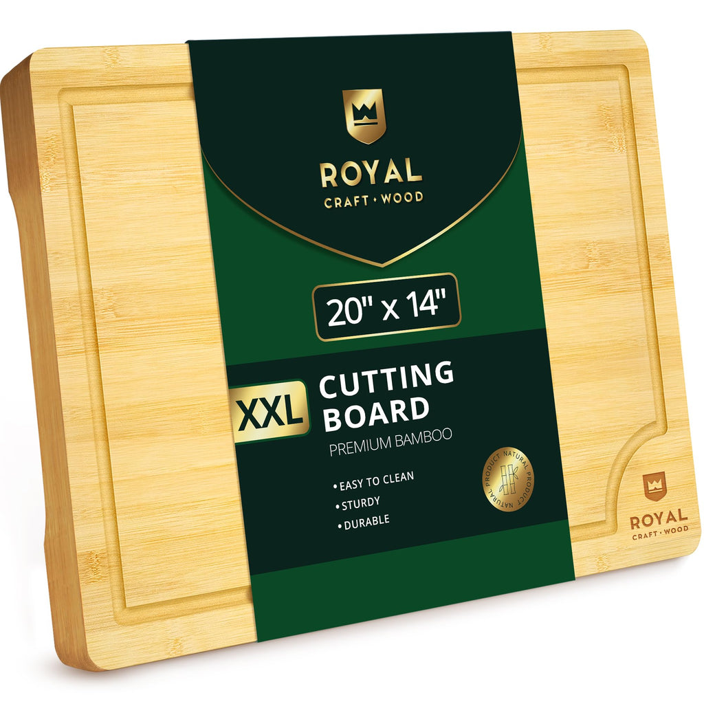 ROYAL CRAFT WOOD Cutting Board with Juice Groove - Kitchen Chopping Board for Meat Cheese and Vegetables, Heavy Duty Serving Tray