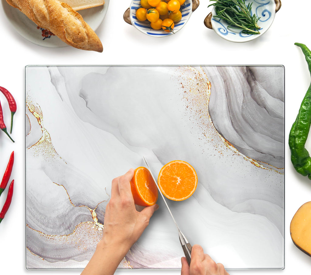 Kitchenville Glass Cutting Board 16"x12": Tempered Glass Kitchen Counter Protector - Durable- Scratch-Resistant, Heat-Proof - Clear Design