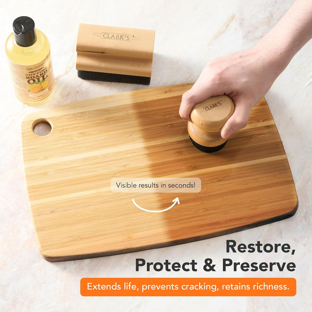 CLARK'S Cutting Board Oil & Wax Kit, Orange Lemon Scent, Food Safe - 2 Pack