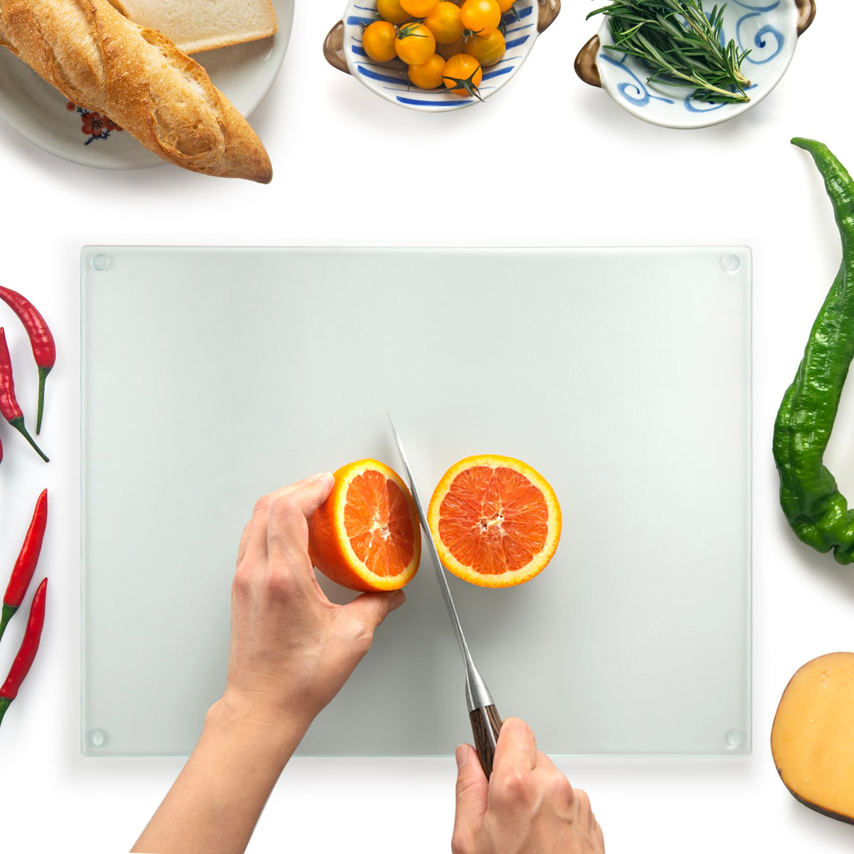 Kitchenville Glass Cutting Board 16"x12": Tempered Glass Kitchen Counter Protector - Durable- Scratch-Resistant, Heat-Proof - Clear Design