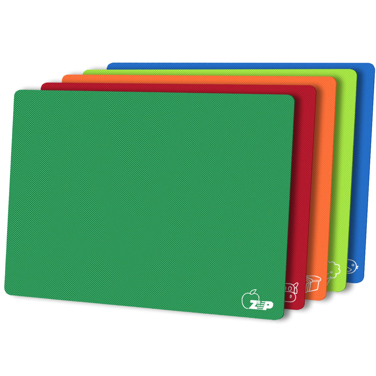 ZVP Flexible Plastic Cutting Board Set of 5 Gradient Color, Colorful Chopping Boards, BPA Free Mats, Non Slip, Dishwasher Safe, 15x12 Inch, Pink Multi-Color