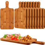 Nuenen 10 Pcs Wood Cutting Board with Handle 15.7 x 7.8 Inch Acacia Wooden Serving Kitchen Chopping Boards for Pizza, Bread, Cheese, Charcuterie, Fruit, Vegetables(Acacia)