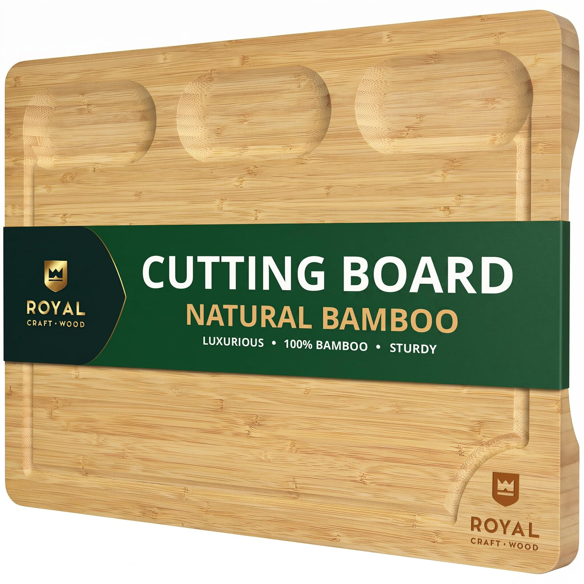 ROYAL CRAFT WOOD Cutting Board with Juice Groove - Kitchen Chopping Board for Meat Cheese and Vegetables, Heavy Duty Serving Tray