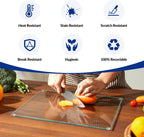 Kitchenville Glass Cutting Board 16"x12": Tempered Glass Kitchen Counter Protector - Durable- Scratch-Resistant, Heat-Proof - Clear Design