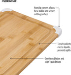 Farberware Nonslip Bamboo Cutting Board with Juice Groove, 11x14 Inch, White