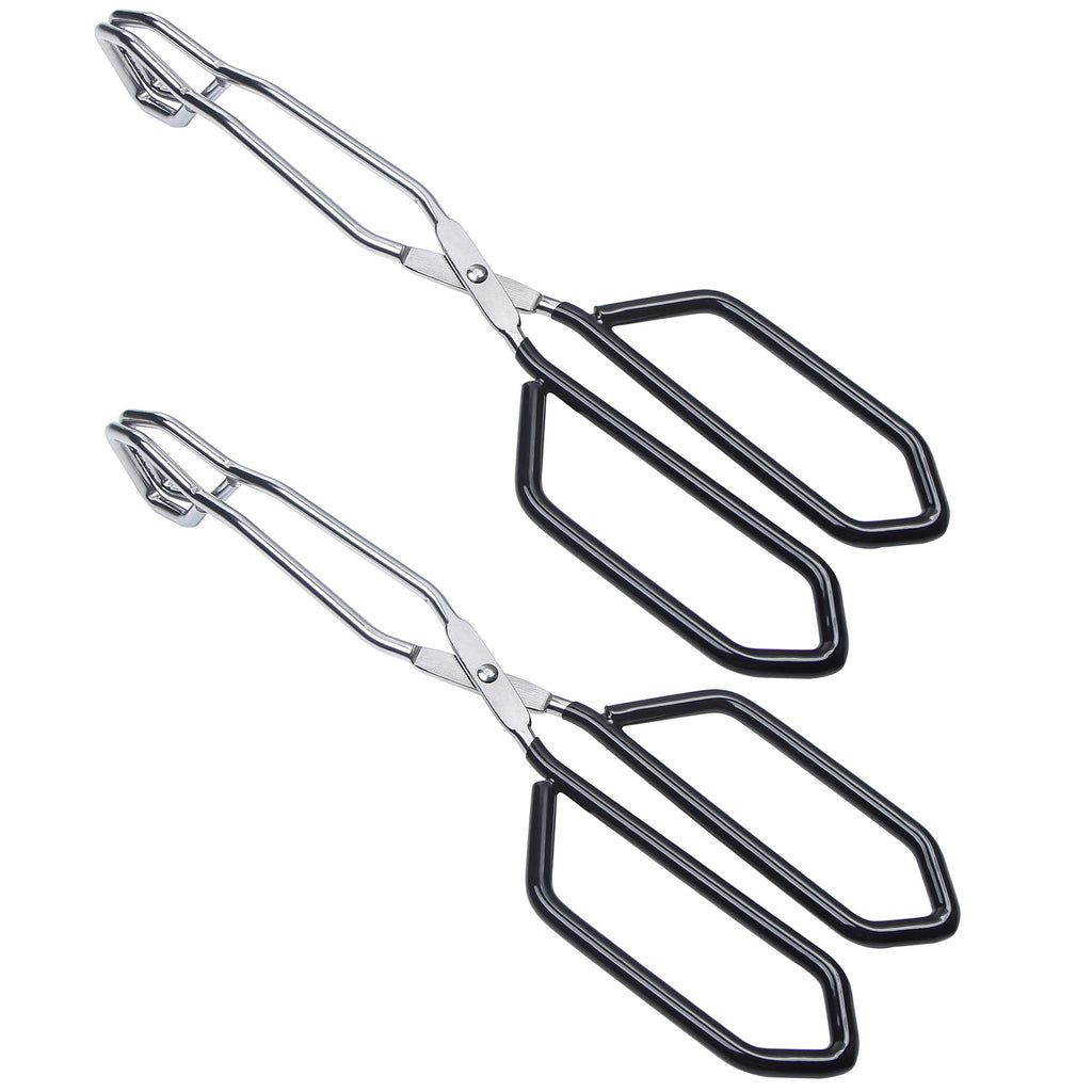 MSY BIGSUNNY Scissor Tongs Heavy Duty Cooking Tongs with Soft Handles (Stainless Steel, blue 10")