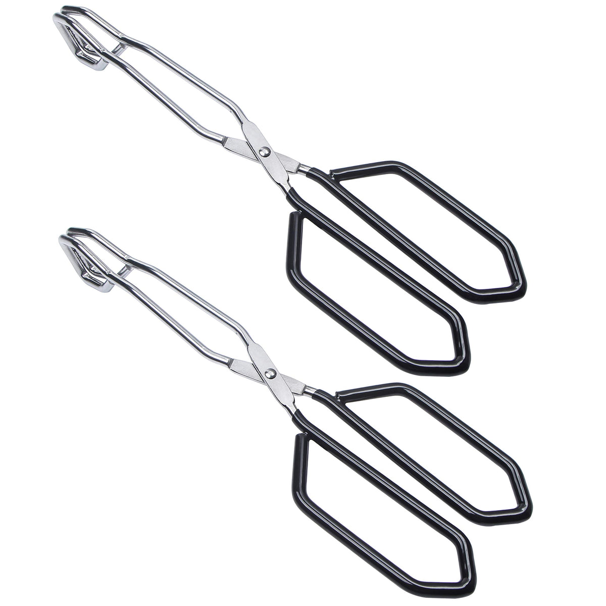 MSY BIGSUNNY Scissor Tongs Heavy Duty Cooking Tongs with Soft Handles (Stainless Steel, blue 10")