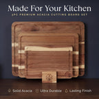 Deer & Oak Non Toxic 3-Piece Acacia Cutting Board Set with Stand