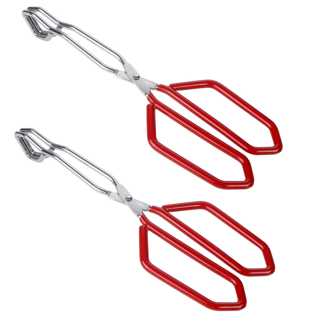 MSY BIGSUNNY Scissor Tongs Heavy Duty Cooking Tongs with Soft Handles (Stainless Steel, blue 10")