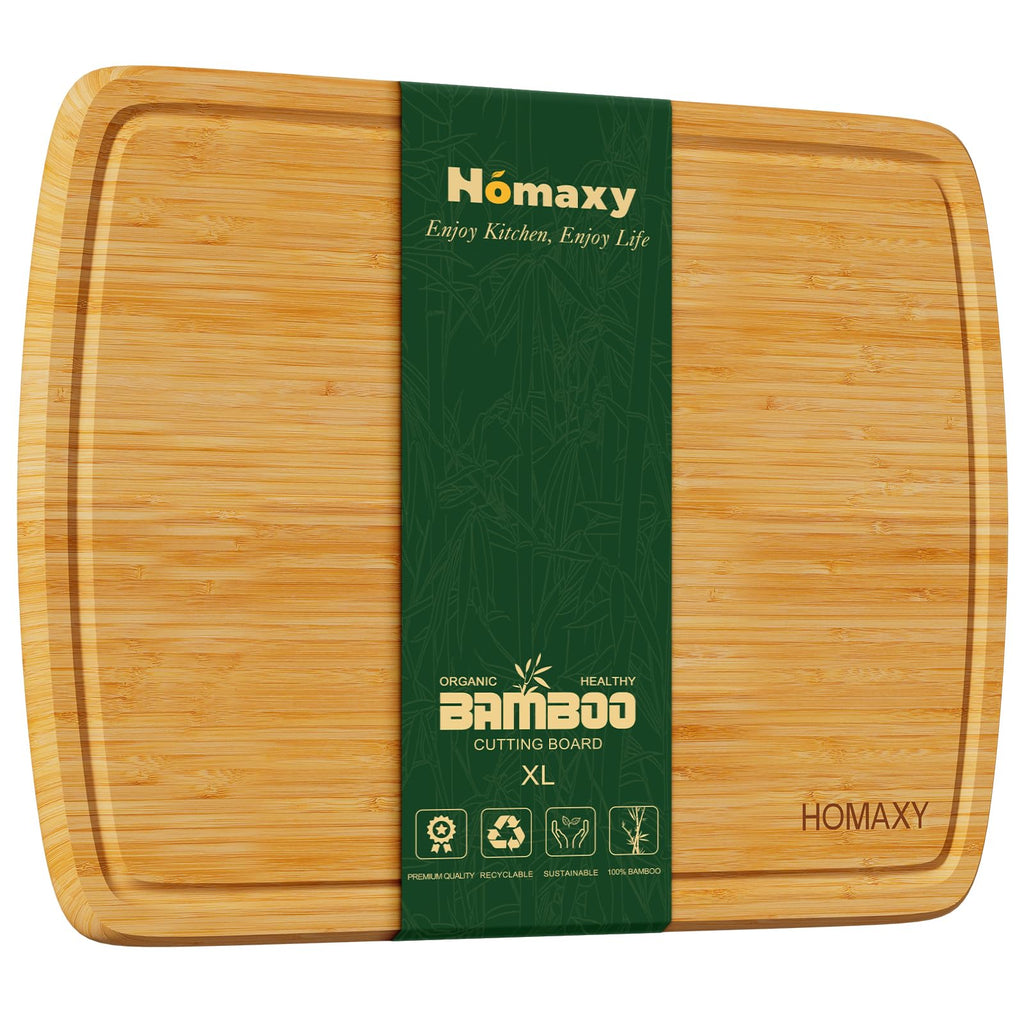 Homaxy Extra Large Organic Bamboo Cutting Boards for Kitchen, 17.5"x12"