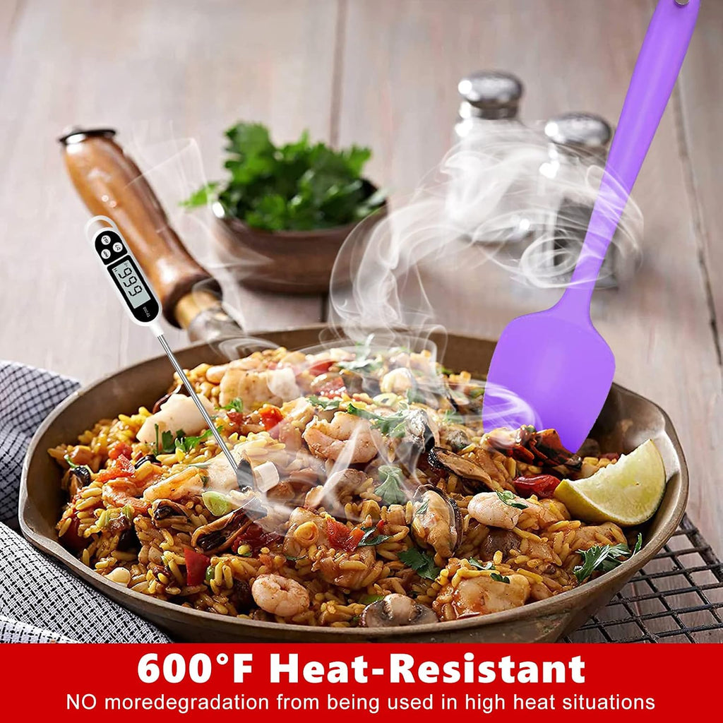 Heat Resistant Silicone Spatulas Set 6pcs, Seamless Design Non-Stick Mixing Spatulas with Stainless Steel Core, Premium BPA-Free Rubber Spatula Baking Cooking Utensile for Home Kitchen BBQ (purple)
