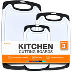 Cutting Boards for Kitchen - BPA-Free Chopping Board - Different Sizes & Non Slip Handles - Reversible, Large Cutting Board Set - Unique Gifts for Cooks Who Have Everything - 3-Pack Gray