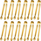 Gejoy 12 Pieces Mini Tongs Stainless Steel Small Sugar Serving Tongs for Charcuterie Board Appetizers Dessert Serving Food Tiny Party Danish Candy(6 Inch,Gold)