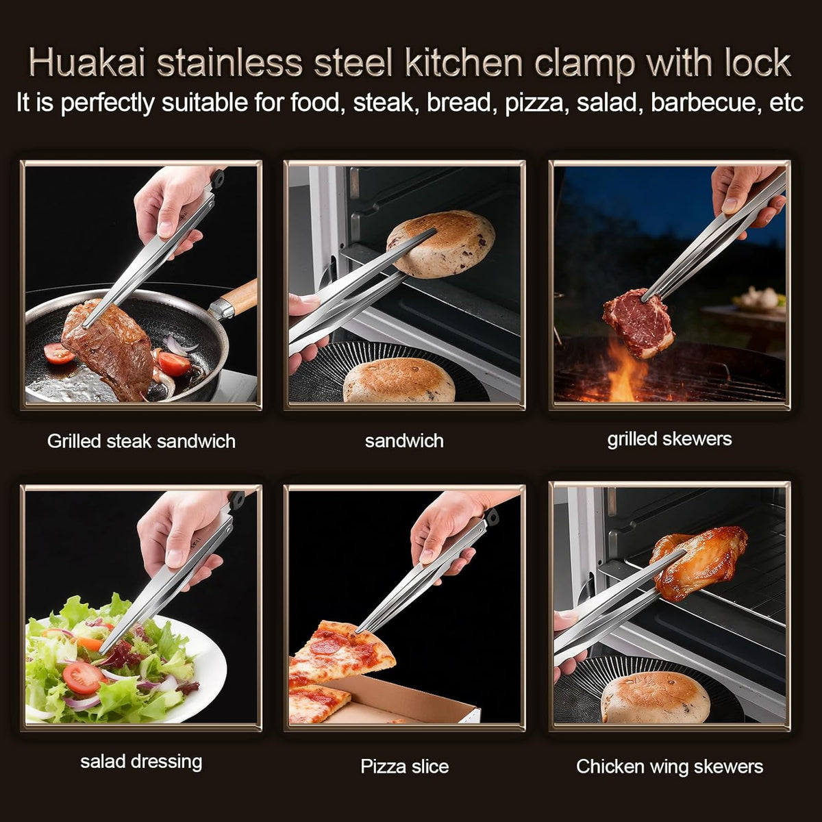 12-inch Locking Stainless Steel Kitchen Tongs
