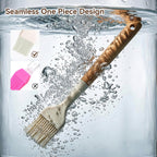 Silicone Basting Pastry Brush 2 PCS Silicone Oil Brushes with Wooden Handle Durable Heat Resistant Kitchen Brush for Cooking Baking Grilling Spreading BBQ Oil Butter Easy to Clean