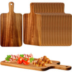Nuenen 10 Pcs Wood Cutting Board with Handle 15.7 x 7.8 Inch Acacia Wooden Serving Kitchen Chopping Boards for Pizza, Bread, Cheese, Charcuterie, Fruit, Vegetables(Acacia)