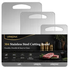 URMONA 3 PCS 304 Stainless Steel Cutting Board Set for Kitchen