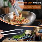 Hotec Tongs for Cooking Stainless Steel Kitchen Tongs Set of 3-7“, 9" & 12"