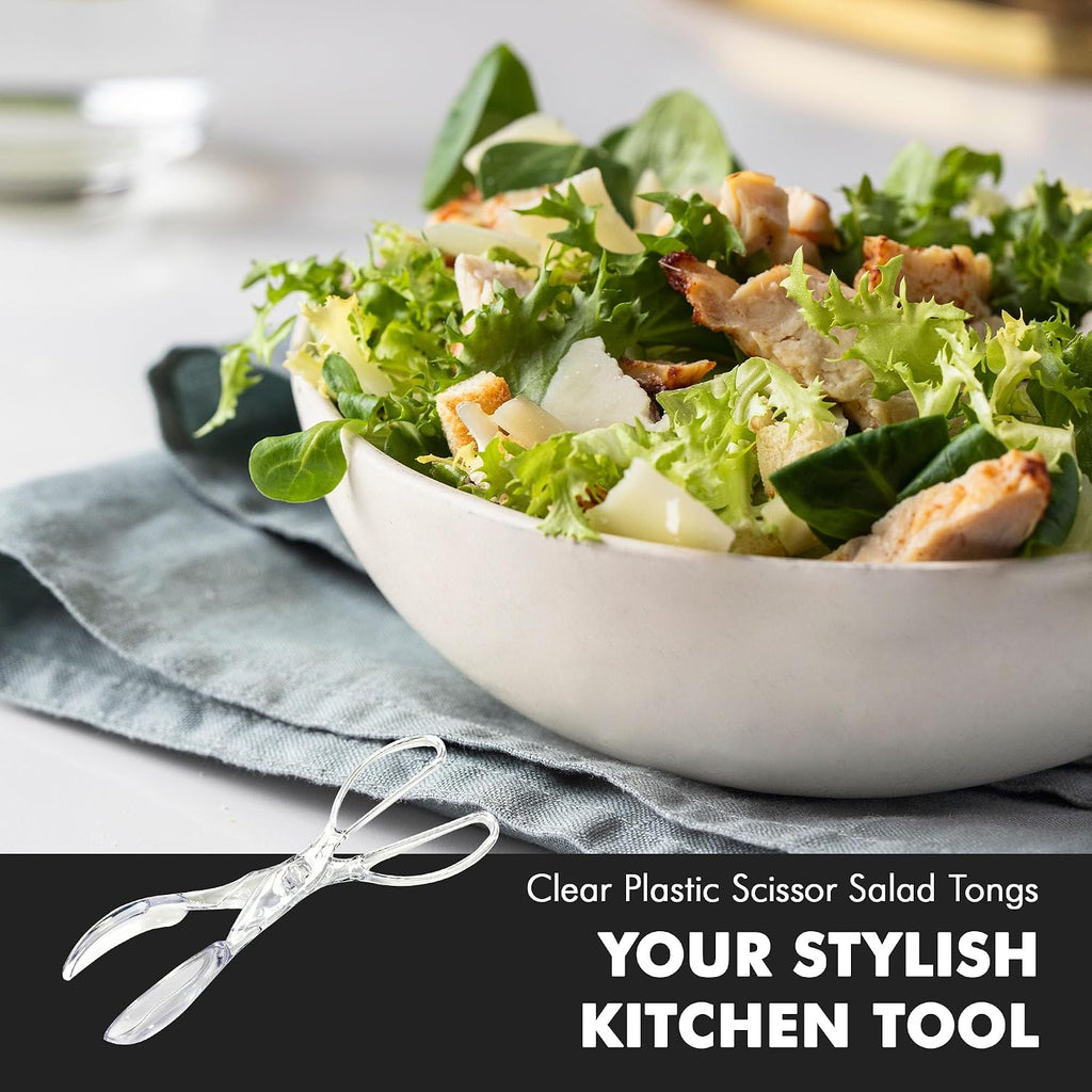 Chef Craft Premium Salad Scissor Tongs, 11.25 inch, Clear